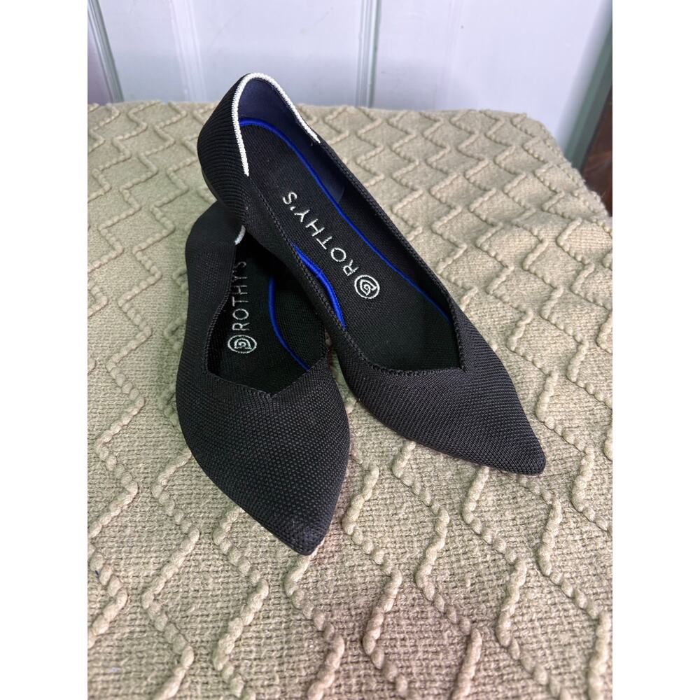 ROTHY'S women’s 8 'The Point' Black Knit Ballet Flat